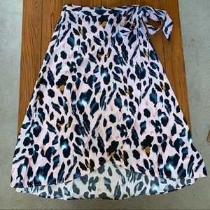 Newchoice Pink Leopard Print Wrap Skirt Medium
